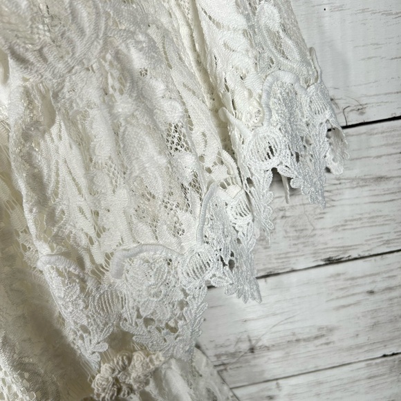 Impressions Lace Tiered Bohemian Cottagecore Babydoll White Top 2X Top - Picture 7 of 12